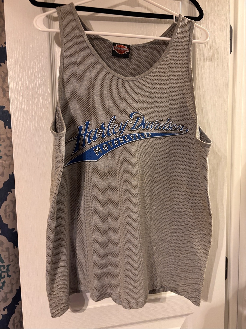 Harley-Davidson Gray Tank with Blue Script Logo